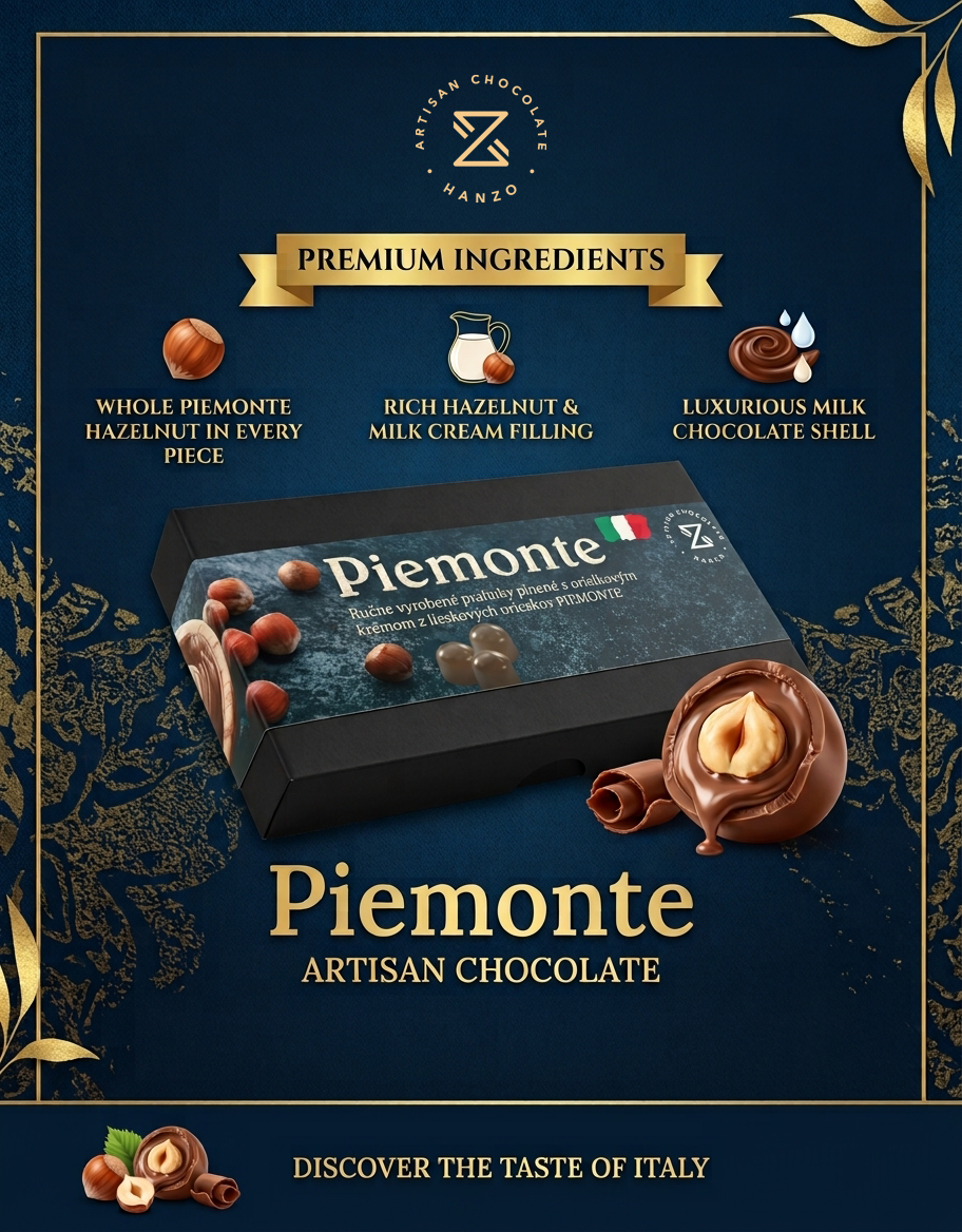 Pralinky PIEMONTE v mliečnej čokoláde