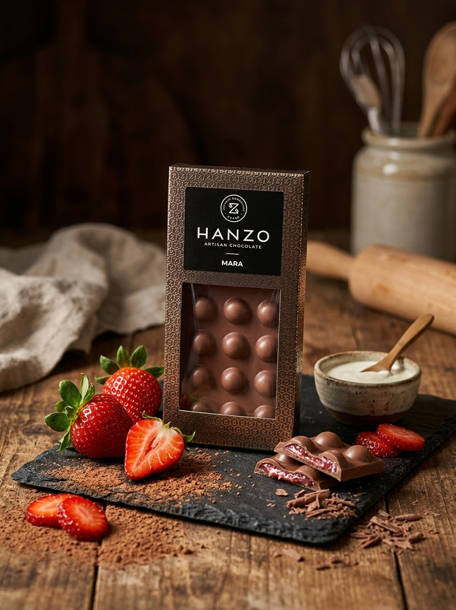 milk chocolate filled with strawberry cream