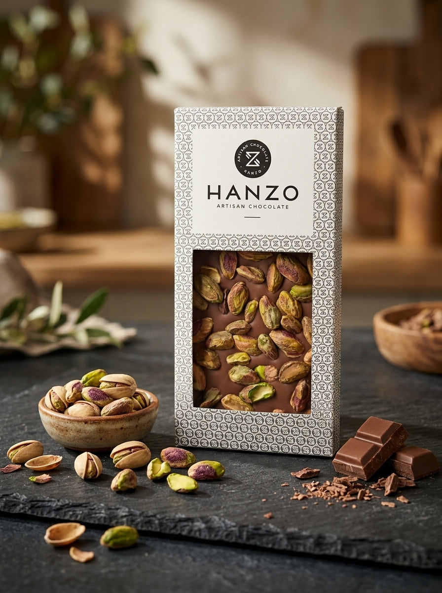 milk chocolate with roasted pistachio